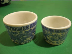 little blue-and-white pots (pair)